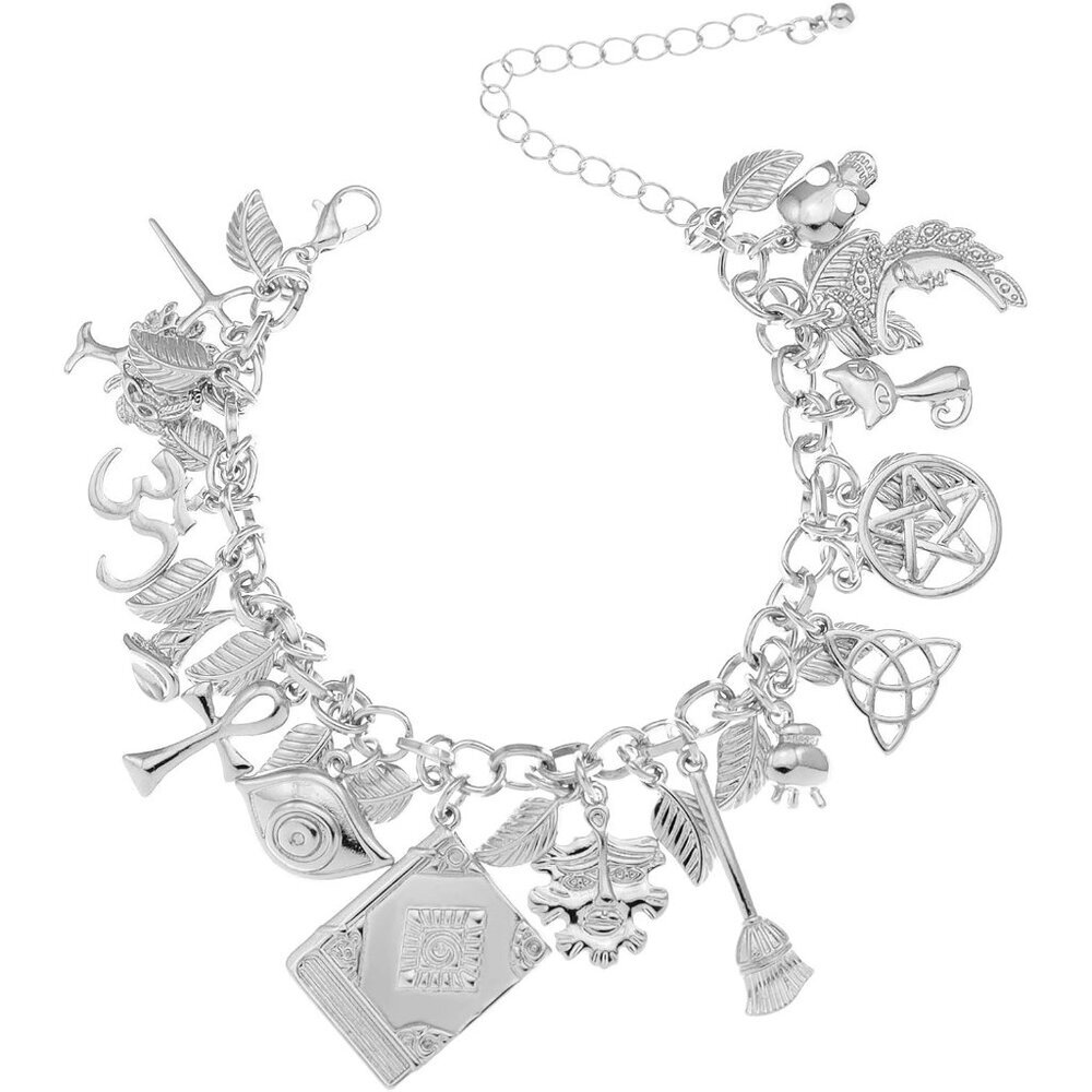 Mythology Fairytale Lucky Charms Cuff Bangle Bracelet Cross Leaf Moon Face Celti